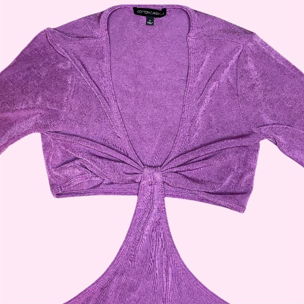 Purple cut out long sleeve bodycon going out dress